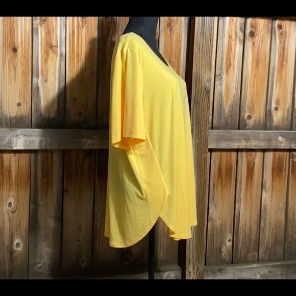 Susan Graver modern essentials top tunic orange/yellow slinky XL FIRM on PRICE - Picture 3 of 4
